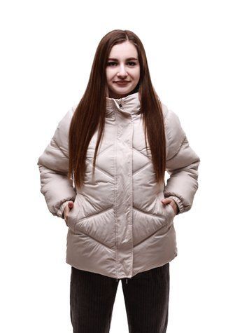 Куртка джинсова жіноча S Бежевий (684090-S) 684090-S фото