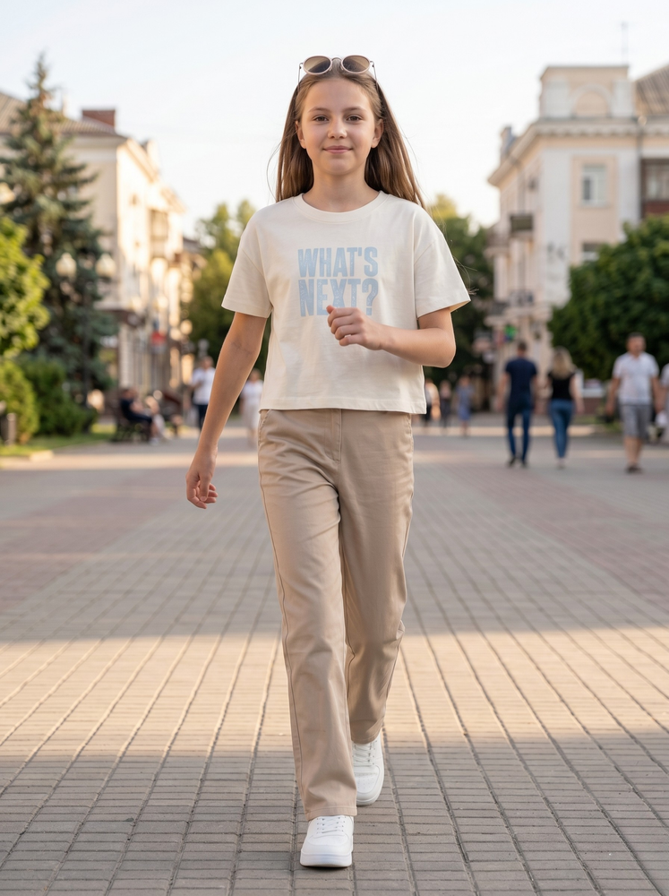 Футболка для девочки подростка (молочный) 721230-128 фото