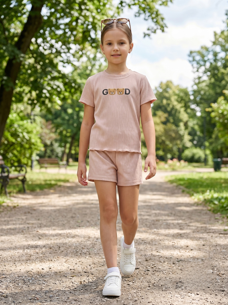 Костюм з шортами для дівчинки 104 Бежевий ARTEM (746417-104) 746417-104 фото