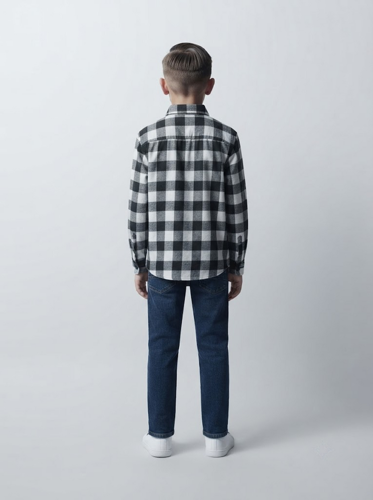Сорочка для хлопчика підлітка 140 Чорно-білий FASHION (736421-140) 736421-140 фото