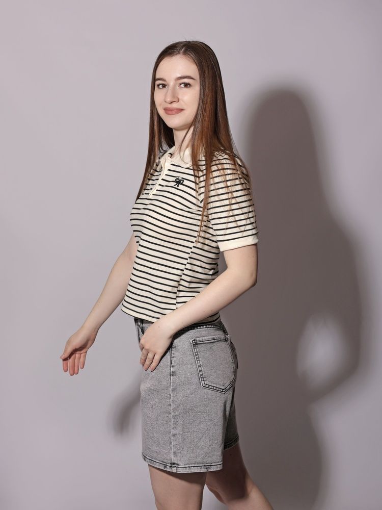 Поло жіноче S Чорно-білий FASHION (711869-S) 711869-S фото