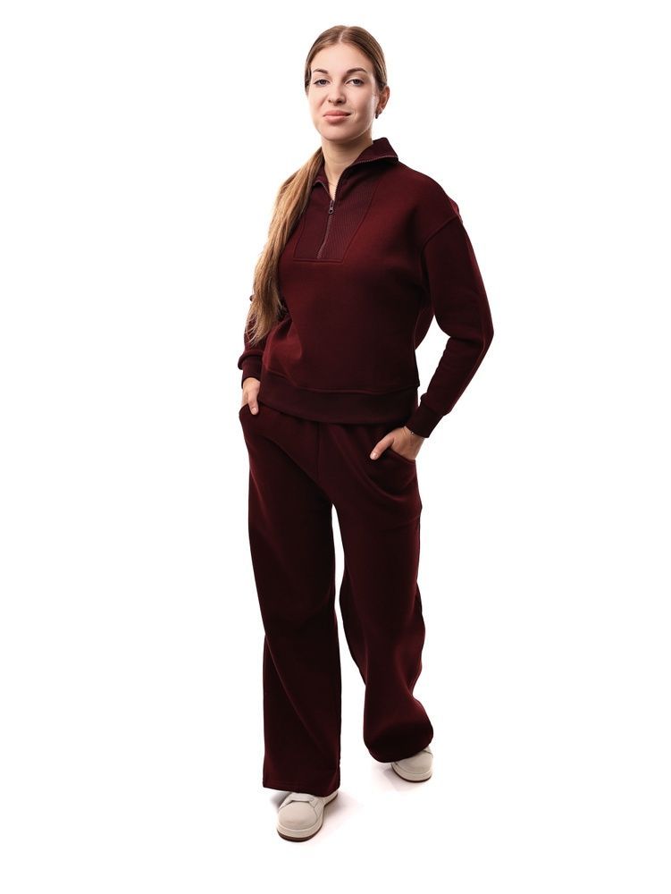 Костюм спортивний жіночий S Бордовий BEKI (691466-S) 691466-S фото