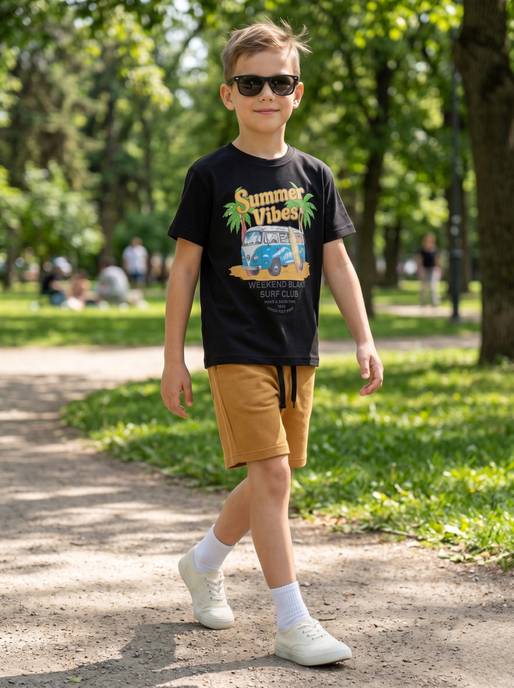 Костюм с шортами для мальчика 104 Горчичный (721477-104) 721477-104 фото