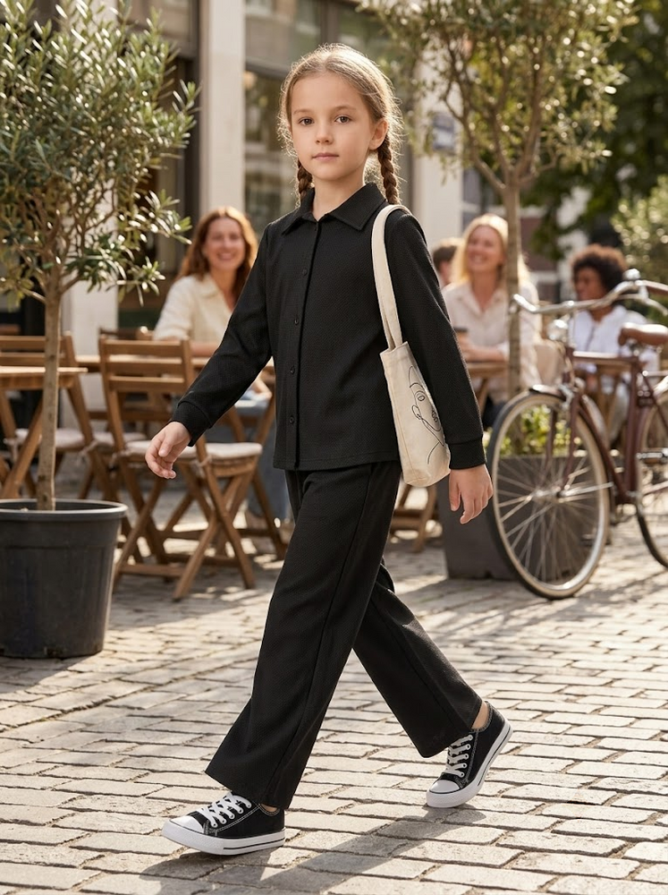 Костюм брючний для дівчинки підлітка 128 Чорний STREET FASHION (750819-128) 750819-128 фото