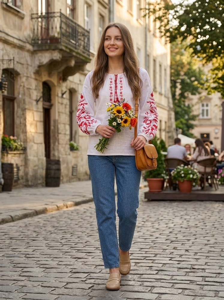 Вишиванка для дівчинки підлітка 128 Білий (732411-128) 732411-128 фото