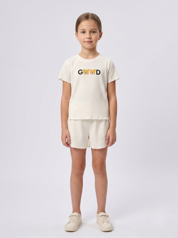 Костюм з шортами для дівчинки 104 Молочний ARTEM (746418-104) 746418-104 фото