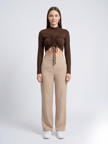 Лонгслив женский XS Темно-коричневый FASHION (734535-XS) 734535-XS фото