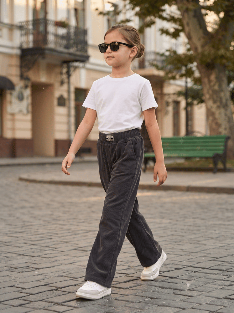 Штани для дівчинки 104 Сірий HAPPY BABY (736622-104) 736622-104 фото