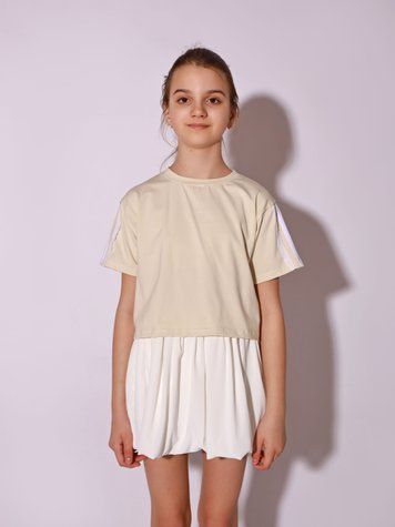 Футболка для девочки подростка 128 Молочный HAPPY BABY (724631-128) 724631-128 фото