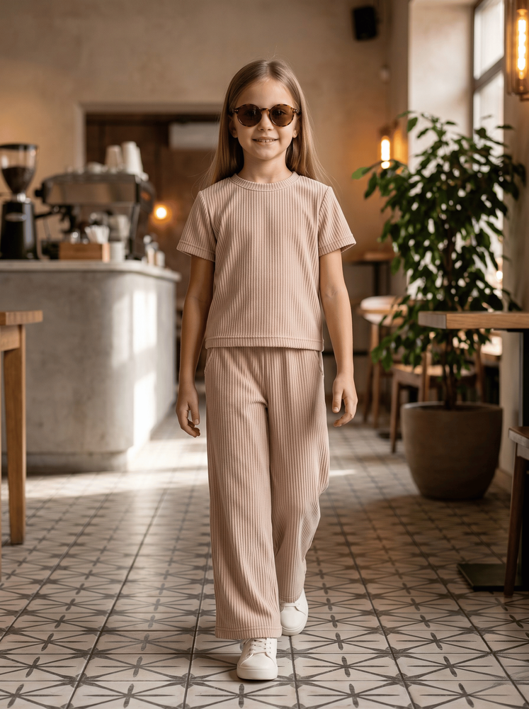 Костюм брючний для дівчинки 104 Бежевий TOP STYLE (710054-104) 710054-104 фото