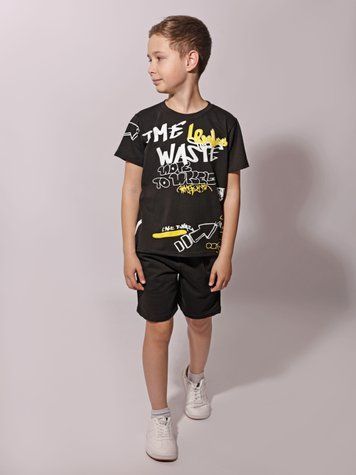 Костюм с шортами для мальчика подростка 128 Черный (722605-128) 722605-128 фото