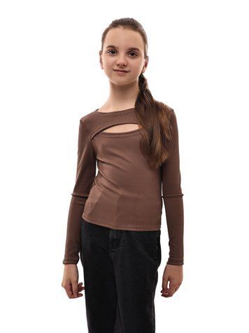 Лонгслів для дівчинки підлітка 128 Темно-коричневий ALINI GIRL (710388-128) 710388-128 фото